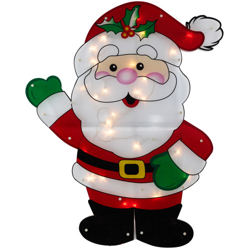 Lighted 2-D Santa Claus Outdoor Christmas Decoration - 30.5" - Clear Lights