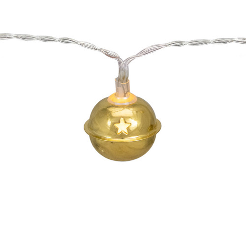 10-Count LED Gold Christmas Bells Fairy Lights, 5.5ft, Copper Wire