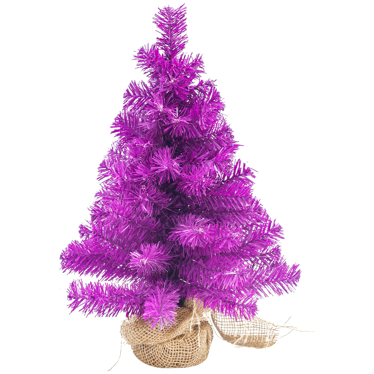 Pine Christmas Tree in Natural Jute Base - 18" - Boysenberry Purple  - Unlit