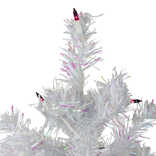 3' Pre-Lit White Medium Iridescent Pine Artificial Christmas Tree - Purple Lights