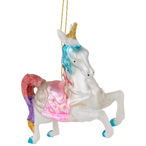 4.25" Pastel Unicorn Glass Christmas Ornament