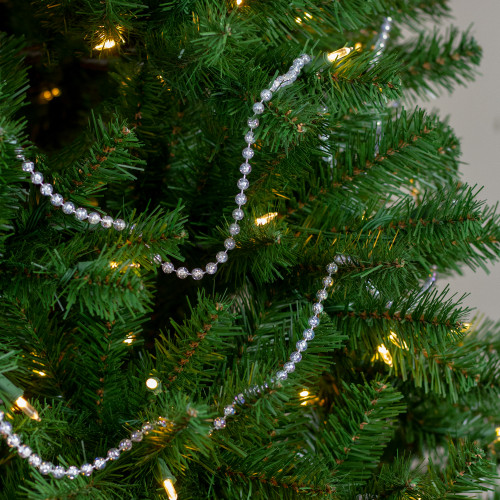 33' Clear Iridescent Beaded Artificial Christmas Garland, Unlit