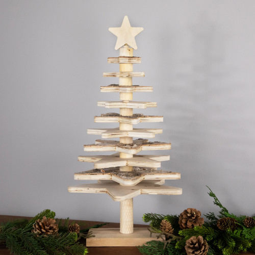 Star Cut-Outs Wooden Tree Christmas Decoration - 20.5"