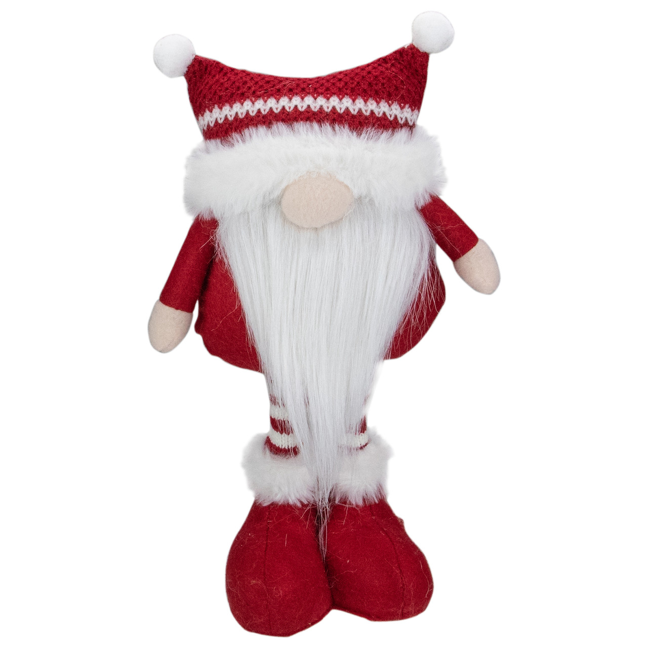 Standing Christmas Gnome with Pom Pom Hat Figure - 12.5" - Red and White