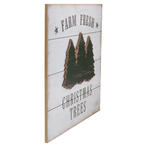 16" White Washed Farm Fresh Christmas Trees Wooden Wall Sign