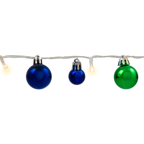 Ornament String Christmas Lights - Warm White LED - 3' Clear Wire - 10ct - Blue