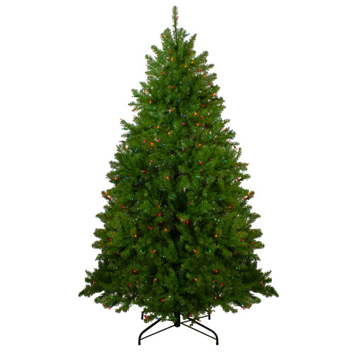 6.5' Pre-Lit Northern Pine Full Artificial Christmas Tree - Multi-Color Lights