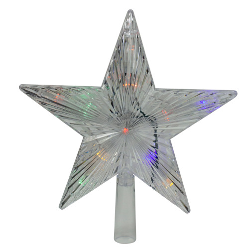 9.5" Lighted White Star Christmas Tree Topper - White and Multicolor LED Lights