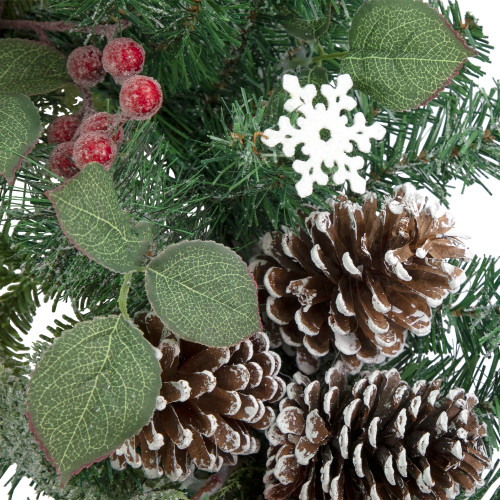 Red Bells and Mixed Foliage Artificial Christmas Wreath, 30-Inch, Unlit