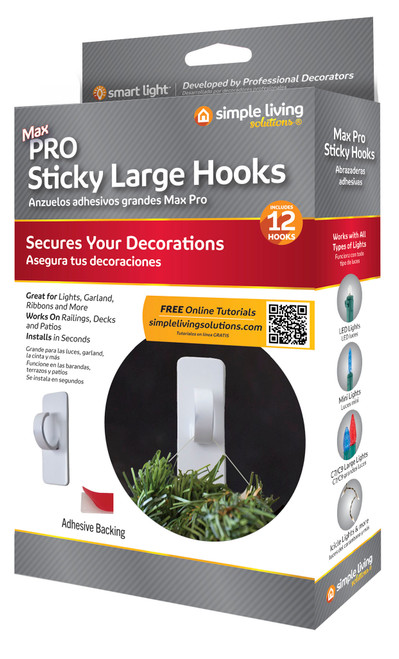 Set of 12 Large Sticky Clip Hooks 2"