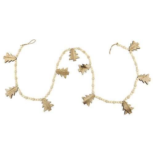 6' x 3" Christmas Trees and Beads Wooden Garland