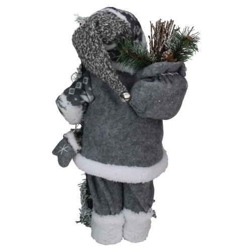 16" Gray and White Country Santa Claus Christmas Figure