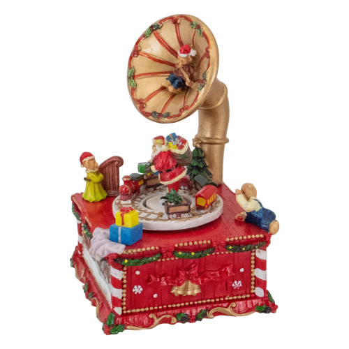 Santa Claus on Phonograph Musical Christmas Decoration - 7"