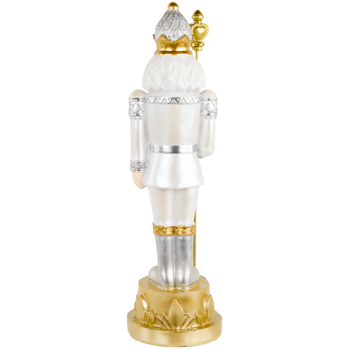13.5" Silver Metallic Christmas Nutcracker with Staff