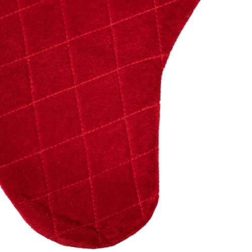 19" Quilted Red Velvet HO! HO! HO! Embroidered Christmas Stocking