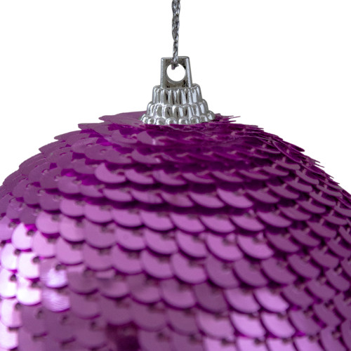 3" Magenta Pink Sequin Shatterproof Ball Christmas Ornament