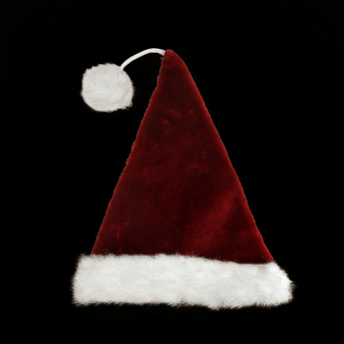 Red and White Pom Pom Santa Unisex Adult Christmas Hat Costume Accessory - One Size