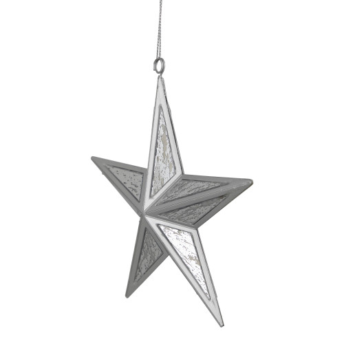 5.5" Silver Speckled Glass Style Star Christmas Ornament