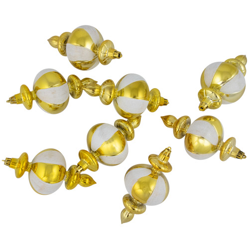 8ct Gold Shiny Finish Shatterproof Finial Christmas Ornaments, 6"