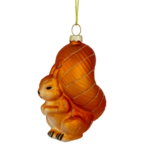 4" Burnt Orange Squirrel Hanging Glass Christmas Ornament