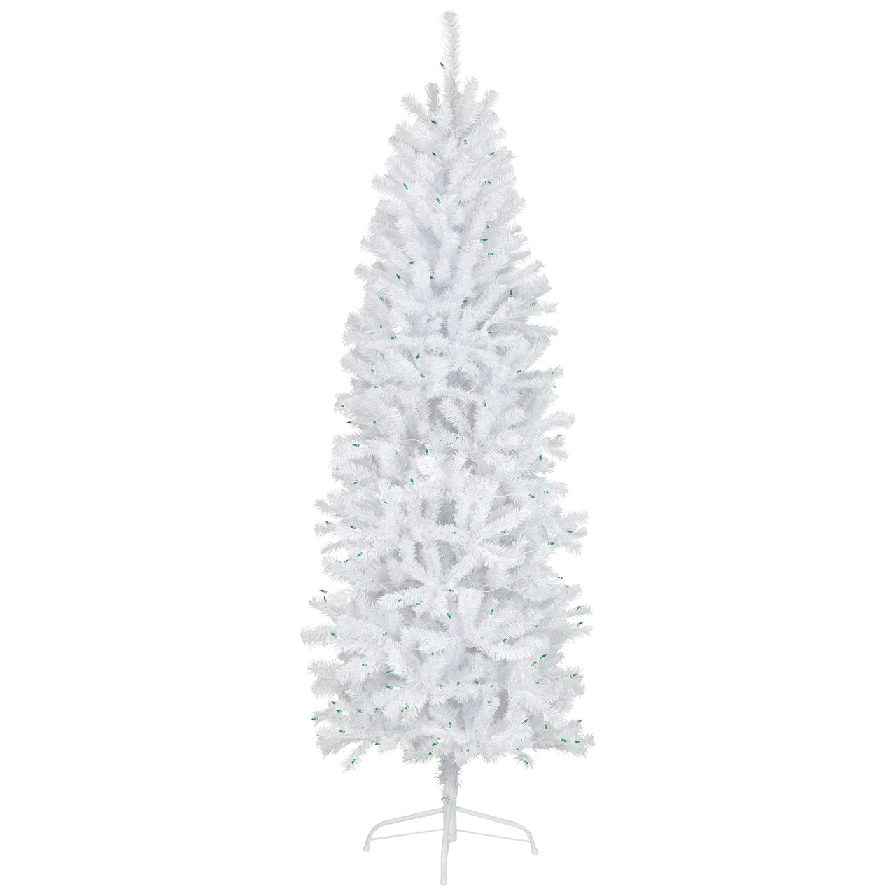6.5�� Pre-Lit Slim Geneva White Spruce Artificial Christmas Tree, Green Lights