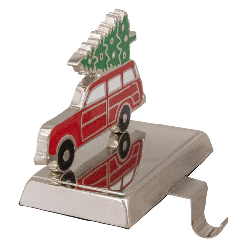 Vintage Station Wagon Car with Tree Christmas Stocking Holder - 5.25"