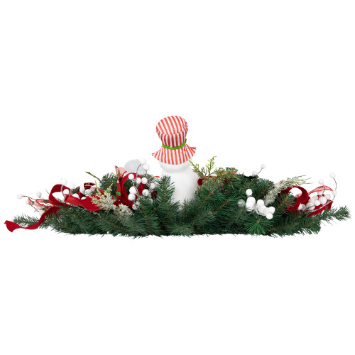 Candy Cane Snowman and Ornaments Christmas Swag - 37.5" - Unlit