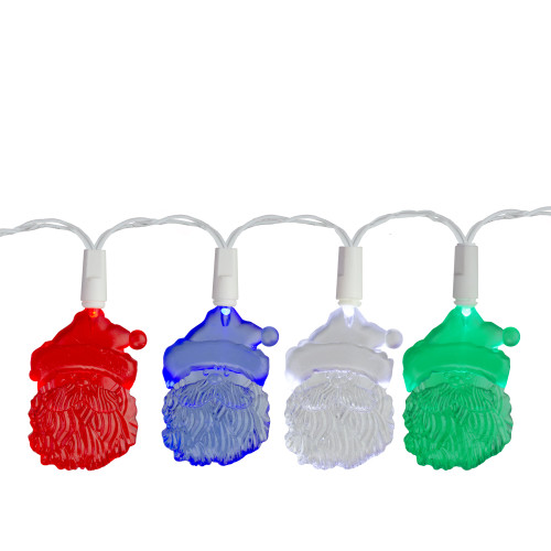 20 Multi-Color Santa Claus LED Novelty Christmas Lights - 10 ft White Wire