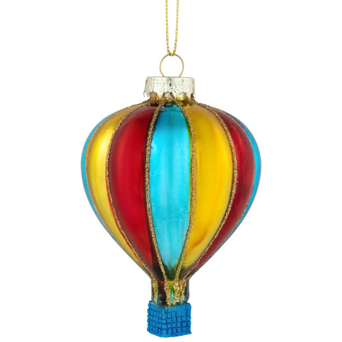 3.75" Shiny Multicolor Hot Air Balloon Glass Christmas Hanging Ornament