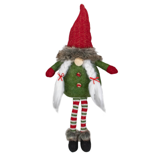 Sitting Female Gnome with Pigtails and Dangling Legs Christmas Figurine - 25"
