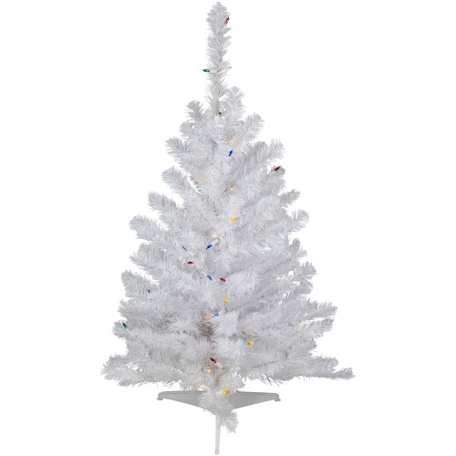 3' Pre-Lit Snow White Artificial Christmas Tree, Multi Lights