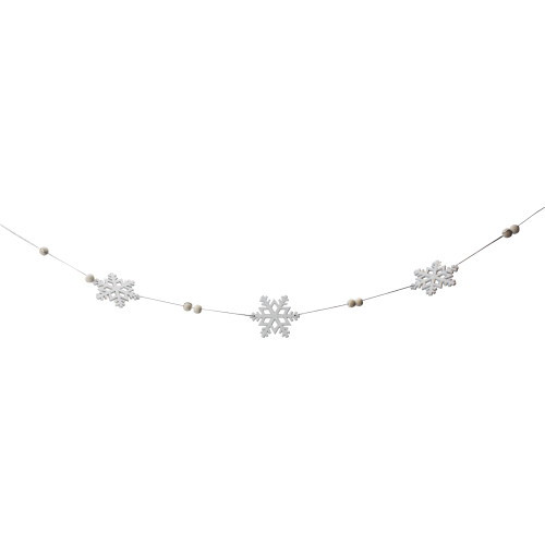 5.25' White Glitter Dusted Snowflake Christmas Garland