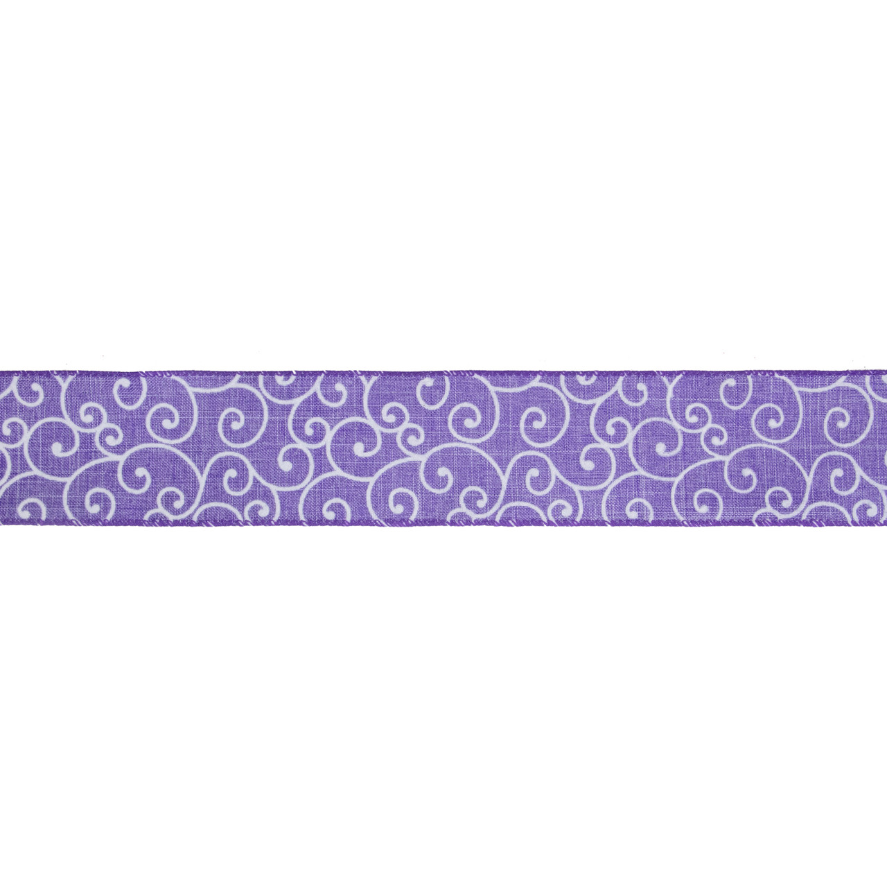 Purple and White Swirl Wired Spring Craft Ribbon 2.5" x 10 Yards