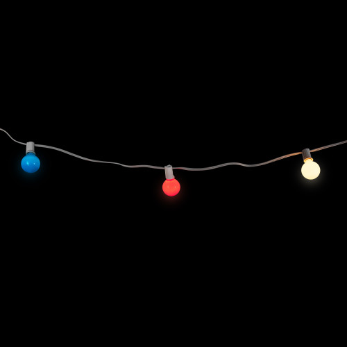 G40 Globe Christmas Light Set - Red, White and Blue - 9' White Wire - 10ct
