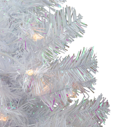 2' Pre-lit White Iridescent Pine Artificial Christmas Tree - Clear Lights