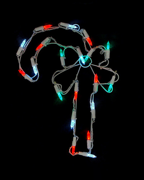 LED Candy Cane Window Silhouette Christmas Decoration - 12" - Multicolor Lights