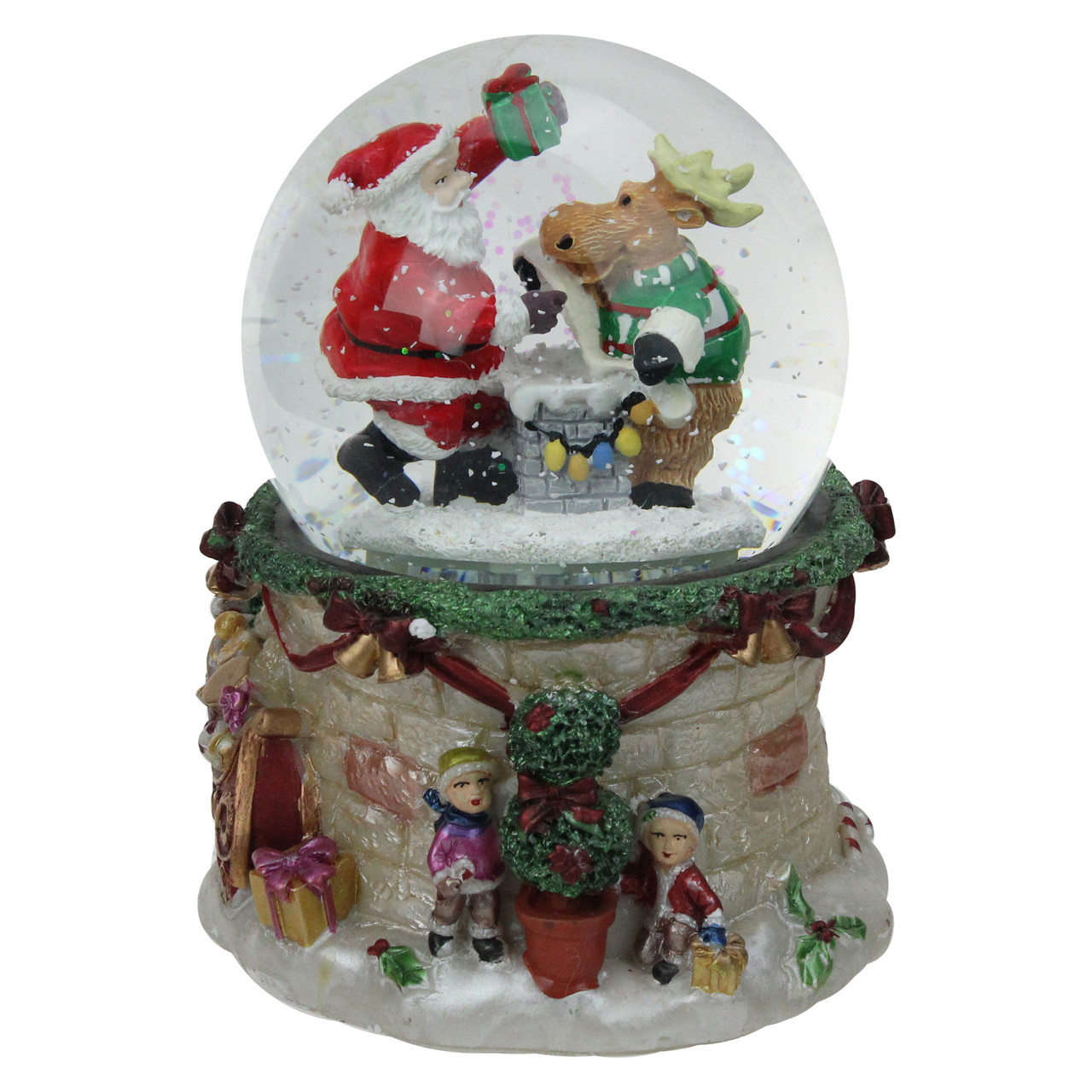 LED Lighted Santa and Reindeer Musical Christmas Snow Globe - 5.75"