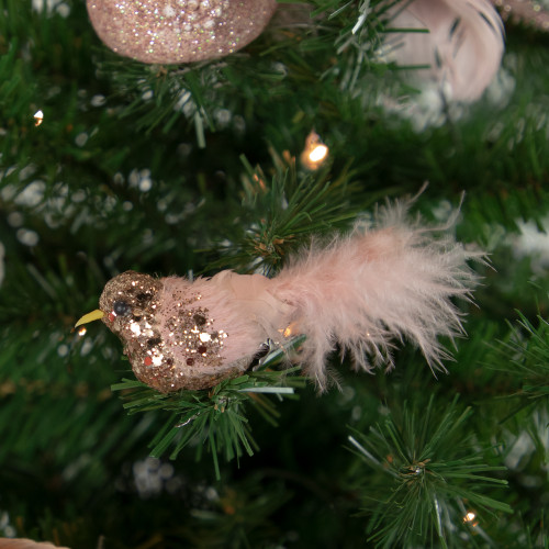 4" Pink Sequin Clip On Bird Christmas Ornament