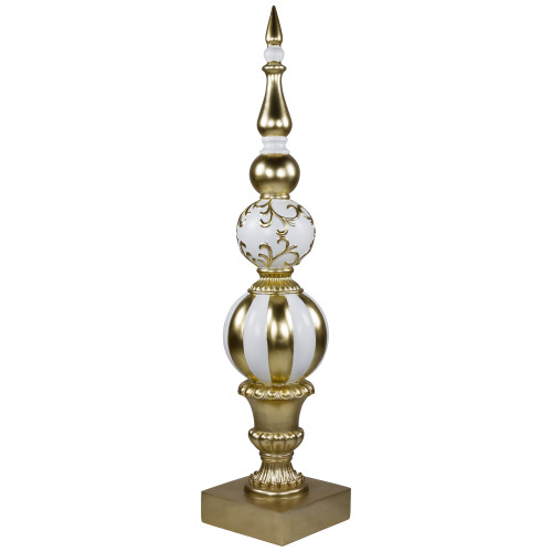 Ball Finial Commercial Size Christmas Decoration 48" - Gold and White