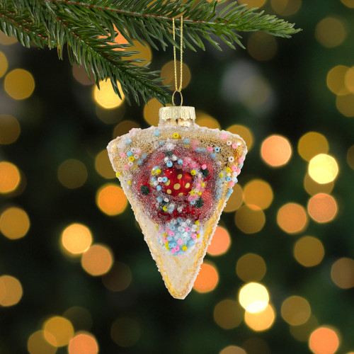 3" Double Layer Slice of Cake Glass Christmas Ornament