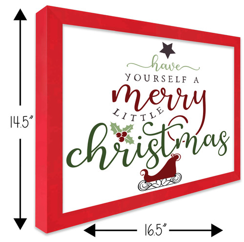 Red Have Yourself a Merry Little Christmas 14.5" x 16.5" Framed Christmas Wall Decor  Sign Poster in a Red Wooden Frame with UV Acrylic and Hangers