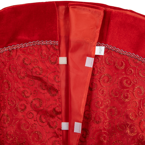 48" Red Glittered Swirl Christmas Tree Skirt