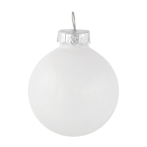 10ct White Shiny and Matte Glass Ball Christmas Ornaments 1.75" (45mm)