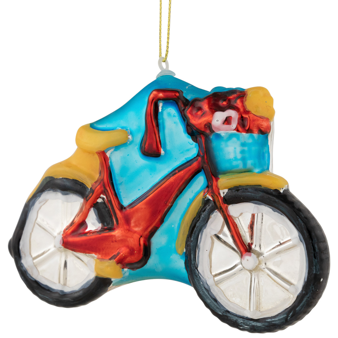 5" Red Bicycle Glass Christmas Hanging Ornament