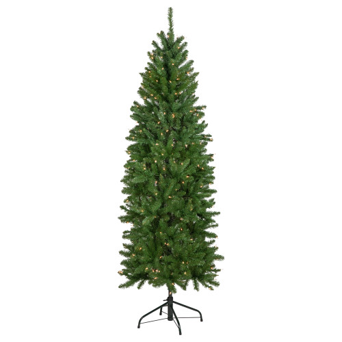 12' Pencil White River Fir Artificial Christmas Tree, Clear Lights