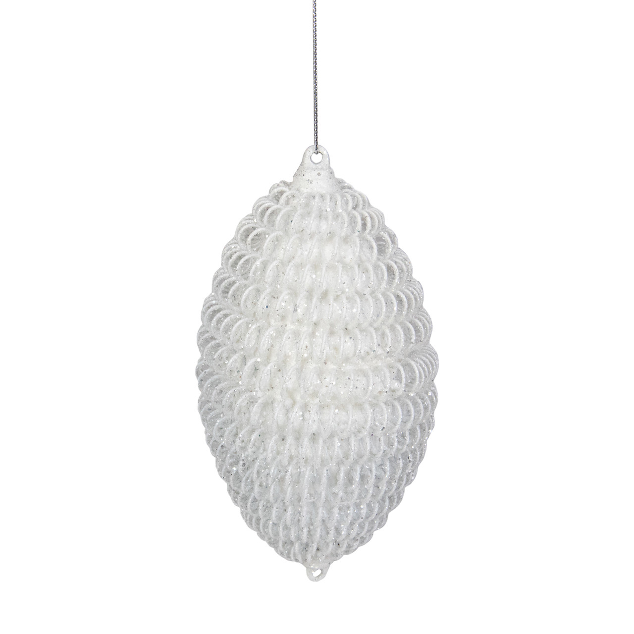 5.5" White Glitter Spiral Coiled Wire Finial Christmas Ornament