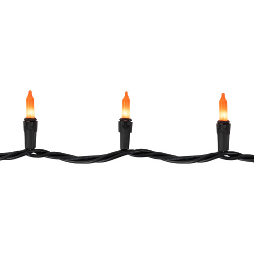 Mini Christmas Light Set - Orange - 20.25' Black Wire - 100ct