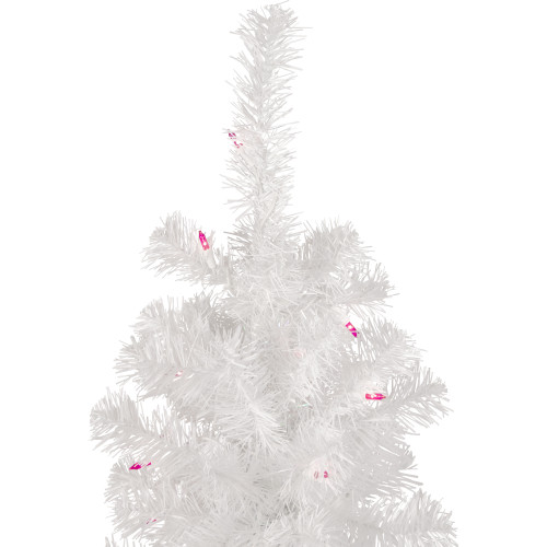 4' Pre-Lit White Pine Slim Artificial Christmas Tree - Pink Lights