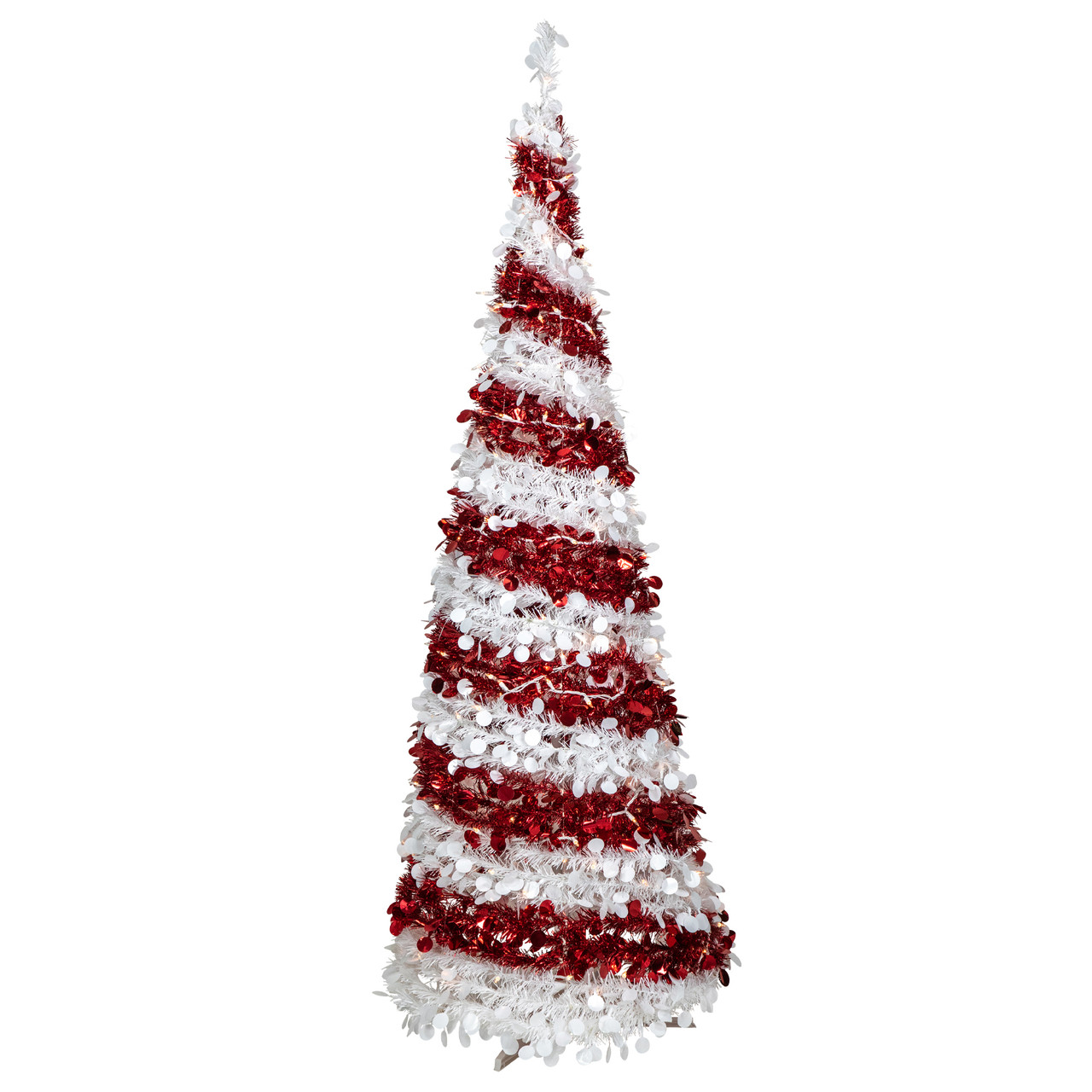 6' Pre-Lit Candy Cane Pop-Up Artificial Christmas Tree, Clear Lights