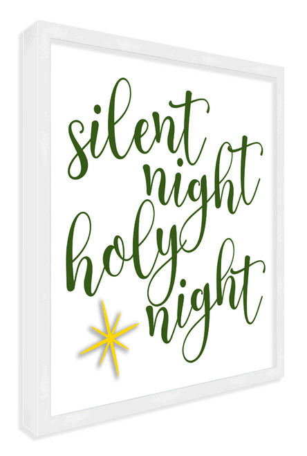 Silent Night Holy Night 15.5" x 15.5" Framed Christmas Wall Decor Art Print Sign Poster in a Natural Wooden Frame with UV Acrylic and Hangers